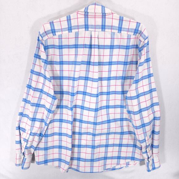 Vineyard Vines Flannel Shirt Mens XL Blue Plaid Slim Fit Whale Flex Button Down - Picture 4 of 9